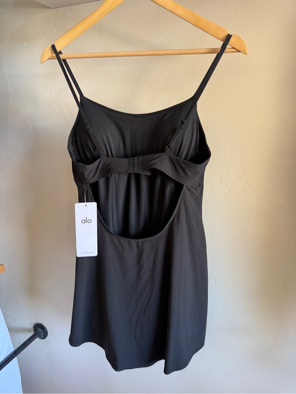 ALO Yoga Black Open-Back Slip Chemise with Bow